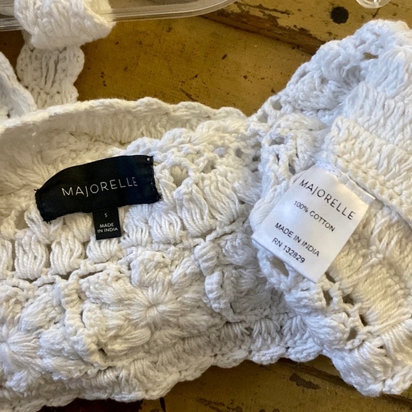 MAJORELLE REVOLVE BRAND STRETCH BOHO WHITE CROCHET KNIT  BODYCON CROP TOP - Picture 11 of 14